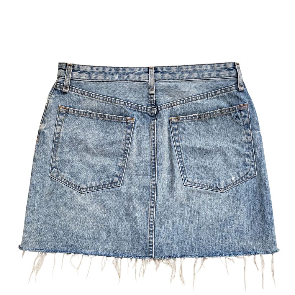Rag & Bone Anna Denim Mini Skirt Womens 30 Mandy Distressed Zip Front Y2K - Picture 8 of 9